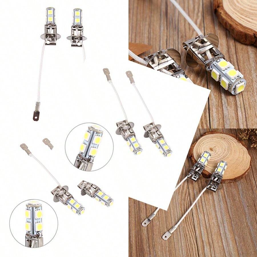 Fydun Bombillas LED Antiniebla 2x H3 5050 9 SMD LED Xenón DC12V Auto Car Fog Light Lámparas LED 6500K Bombillas Extremadamente Brillantes de Repuesto - como en la foto - Ver 1