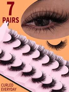 7 paires de faux cils style œil de chat et œil de renard, look naturel, doux et bouclés, extension de cils, style dessin animé, effet dramatique, convient pour le maquillage quotidien - Faux cils œil-de-chat - Voir 7