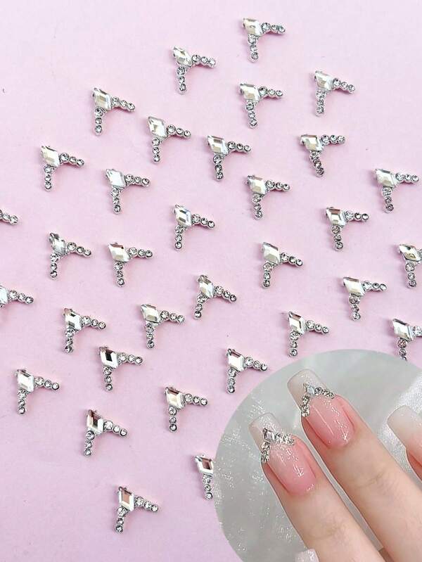 15 sztuk francuskich diamentowych ozdób do paznokci z kryształkami, stopowe kryształki do paznokci, akcesoria DIY, 3 kolory mieszane
