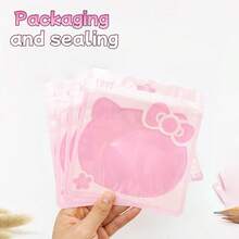 Sanrio Zestaw różowych, samozamykających się torebek Hello Kitty na ciasteczka/przekąski/słodycze/biżuterię/prezenty, pyłoszczelnych i hermetycznych | Urocze, kreskówkowe torebki na prezenty, torebki kosmetyczne, różowe | Idealne na prezenty, pamiątki, pikniki, powrót do szkoły, Walentynki