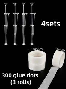 مجموعتان من حامل ديكور طاولة البالونات بطول 70 سم وب- 7 رؤوس، يمكن لصقه، مناسب لديكور الزفاف والطاولة والتخرج والمناسبات والأعياد (البالونات غير مشمولة)