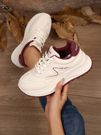 Women's Casual Flat Sports Shoes, Colorblock Casual PU Leather Asymmetric/Asymmetrical Patchwork, Outdoor Wear, Autumn/Winter