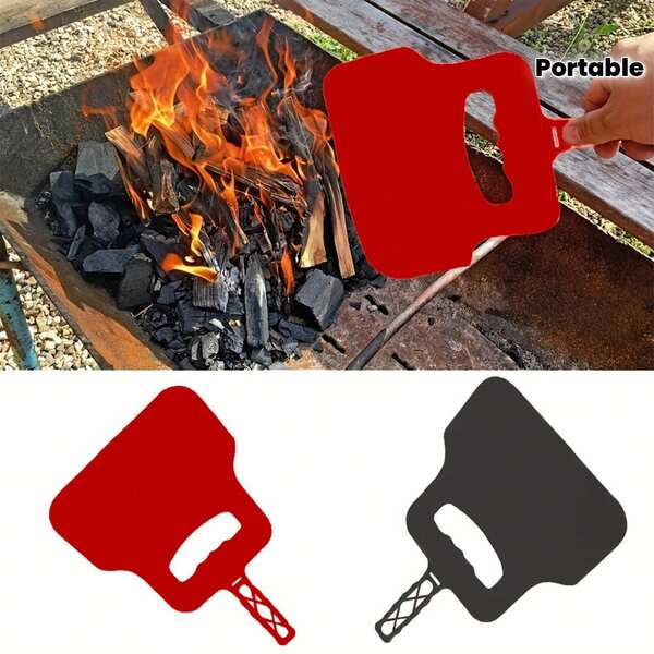 مروحة محمولة للشواء في الهواء الطلق، مروحة يدوية لتعزيز الشواء، تتميز بشفرة بلاستيكية قوية، مثالية للطهي في الهواء الطلق.