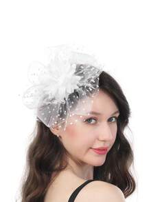 1pc Women Fascinators Hair Accessories Headband Felt Hat Flower Mesh Ribbons Artificial Feathers Hair Clip Veil Fascinator For Wedding Cocktail Tea Party Accessories Hat Halloween Hair Accessories Hat