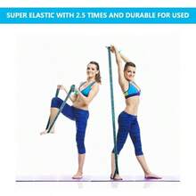 - Correa elstica para yoga, correa elstica para estirar, multibucle para fisioterapia, pilates, yoga, ejercicio de danza y gimnasia y banda elstica flexible para pilates - azul - Ver 7