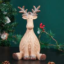 Merry Christmas Resin Crafted Cartoon Reindeer Decor, Suitable For Various Rooms, Indoor & Outdoor, Resin Ornament, Cute Christmas Reindeer, No Power Or Battery Required