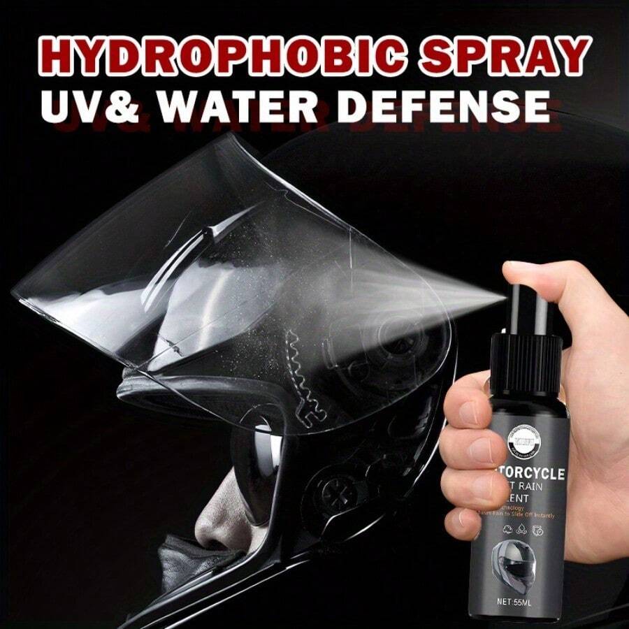 Motorradhelm Anti-Beschlag- & Anti-Regen-Spray, Nano-Beschichtung für langanhaltende Klarheit, wasserabweisende Technologie für schnelles Trocknen und verbesserte Sichtbarkeit, geeignet für Motorradhelme, Rückspiegel, Autoscheiben, Brillen usw.