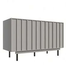 Esszimmerschrank (140*38,5*82,5cm), Esszimmer-Wohnzimmer-Aufbewahrungsschrank, einzigartiges Design, Schranktürdesign, freistehender Schrank, Minimalistisches Sideboard,Schwarz