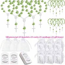 120pcs Baptism Shower Wedding First Communion Decoration Kit, Includes 30pcs Mini Beads, 30pcs Cross-Shaped Small Boxes, 30pcs Organizational Gift Bags, 30pcs Thank You Kraft Paper Labels, Made Of Plastic, For Wedding, Shower, Baptism, First Communion, Spring, Summer, Fall, Winter - 彩色 - 查看 14