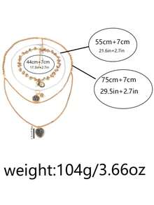 1 pieza Collar con colgante de moneda, corazón y insignia de diseño exagerado y multicapa, de moda y versátil - Collar con insignia de cadena - Ver 6