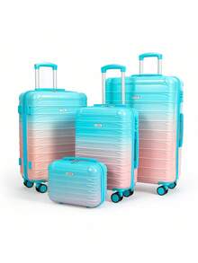 UUH - 4 Piece Luggage Set - Rugged And Durable ABS Material, Smooth Dual Wheels, TSA Certified Locks, Gradient Colours ,Ultra-Lightweight Design - Perfect For All Travels Suitcase Travel Suitcase Suitcases Suit Case Travel Luggage Suitcase Set Carry On - Gradient Blue Powder - View 1