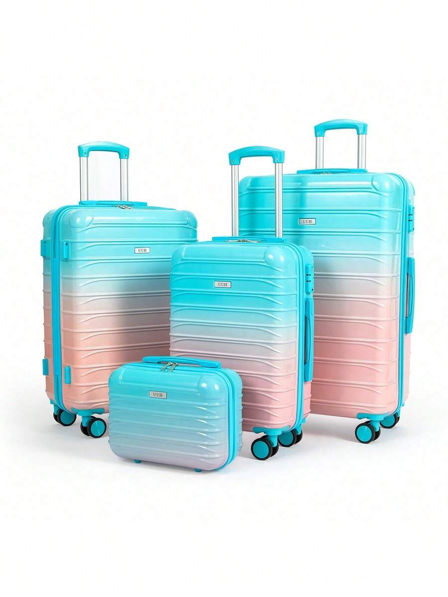 UUH - 4 Piece Luggage Set - Rugged And Durable ABS Material, Smooth Dual Wheels, TSA Certified Locks, Gradient Colours ,Ultra-Lightweight Design - Perfect For All Travels Suitcase Travel Suitcase Suitcases Suit Case Travel Luggage Suitcase Set Carry On - Gradient Blue Powder - View 1