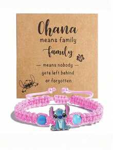 1pc Blue Knitted Bracelet, Cartoon Handmade Woven Wristband, Suitable For Daily Wear Or Event Gift