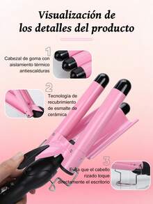 ORIENTEMEX Waflera Para Cabello Tenazas Rizadoras Enchinadora,adecuado para mujeres con cabello rizado natural grande y ondulado, un gran regalo de cumpleaños, regalo de Navidad - Rosa - Ver 3