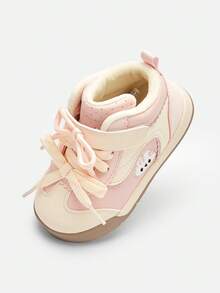 Balabala Kids Sneakers, Boys & Girls 2025 Spring Autumn, Cute Animal High-Top Shoes, Anti-Slip - White Red - View 1