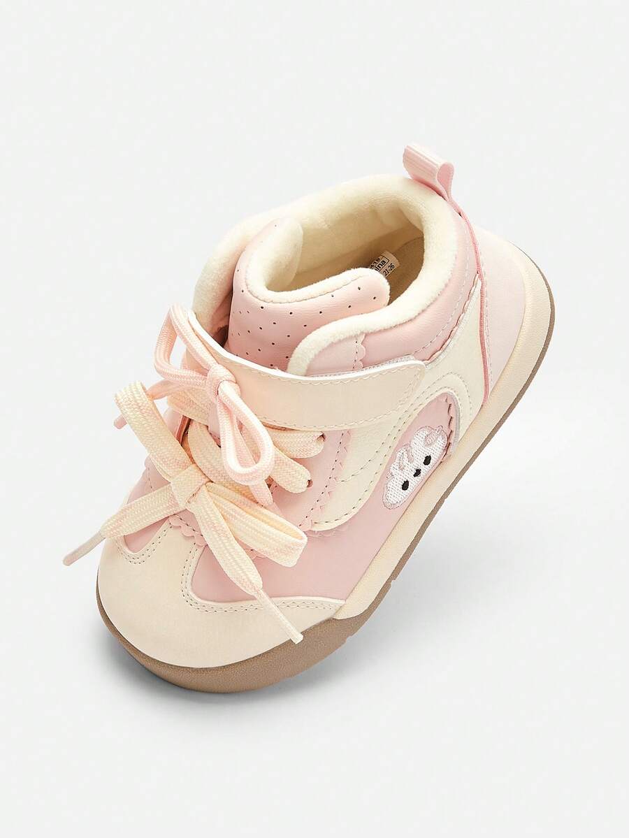 Balabala Kids Sneakers, Boys & Girls 2025 Spring Autumn, Cute Animal High-Top Shoes, Anti-Slip - White Red - View 1