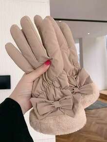 1 Pair Of Ladies' Warm Fleece Gloves, Cold-Proof Gloves, Touchscreen Gloves, Gothic Style, Ladies' Winter Sports Gloves For Outdoor Cycling In Autumn And Winter, Ski Gloves. Winter Ladies' Winter Accessories, Elegant Ladies' Gloves - A - View 6