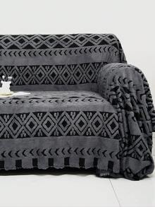 1pc Striped Sofa Cover, Thick Plush Pet-Proof High-End Full Sofa Slipcover