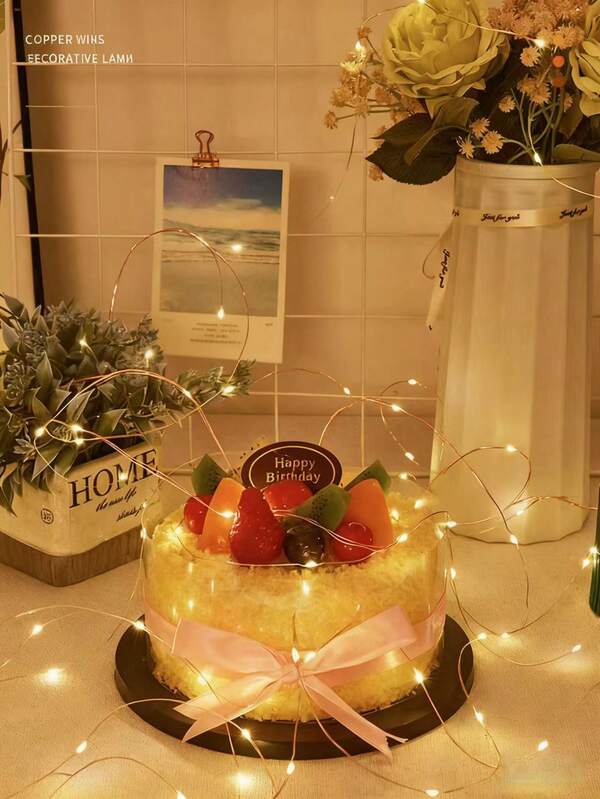 1pcLED Copper String Lights (ABS + LED) - Birthday Bouquet Decoration, Ambient Lighting For Home/Party, Ideal For Teens & Adult