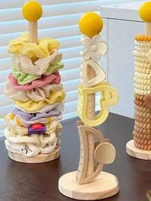 10pcs/5pcs-Wooden Big Hair Tie Organizer Holder, High-Quality Hair Accessories Display Stand For Hair Ties, Scrunchies, Ribbons, Gender Reveal Party, Perfect For Birthdays, Weddings, Parties, The Perfect Gift For Colleagues, Friends, And Family, Back To School