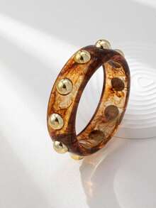 1 Pc America European Resin Cuff Bangle , Women Fashionable Fall Season Tortoise Color Acrylic Bracelets Set , Stacked Arm Bands , Minimalist Design Jewelry Suitable For Daily Wear