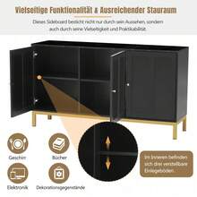 Stilvolles elegantes 3-türiges Sideboard mit Marmor-Tischplatte für Küche, Wohnzimmer und Esszimmer (Schwarz)