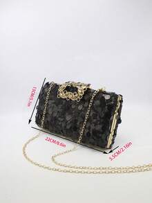 New Transparent Bag Women's Fashion Sequin Acrylic Simple Evening Bag Clutch Bag Women, - Black - View 7