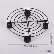 Heavy Duty Iron Round Plant Stand With Caster Wheels - Multifunctional Mobile Planter Rack And Garden Tool Storage Organizer - Easy Moving 360° Swivel Caster Plant Stand