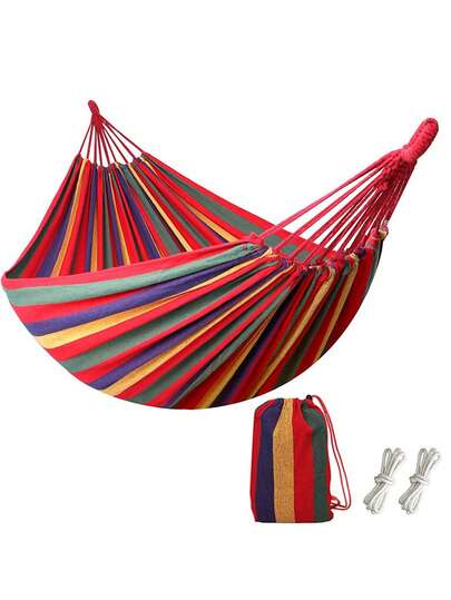 Hamaca doble para exteriores, columpio, árbol para acampar, colgante con gancho Mel, espacioso sillón columpio de algodón, combinación de marco portátil