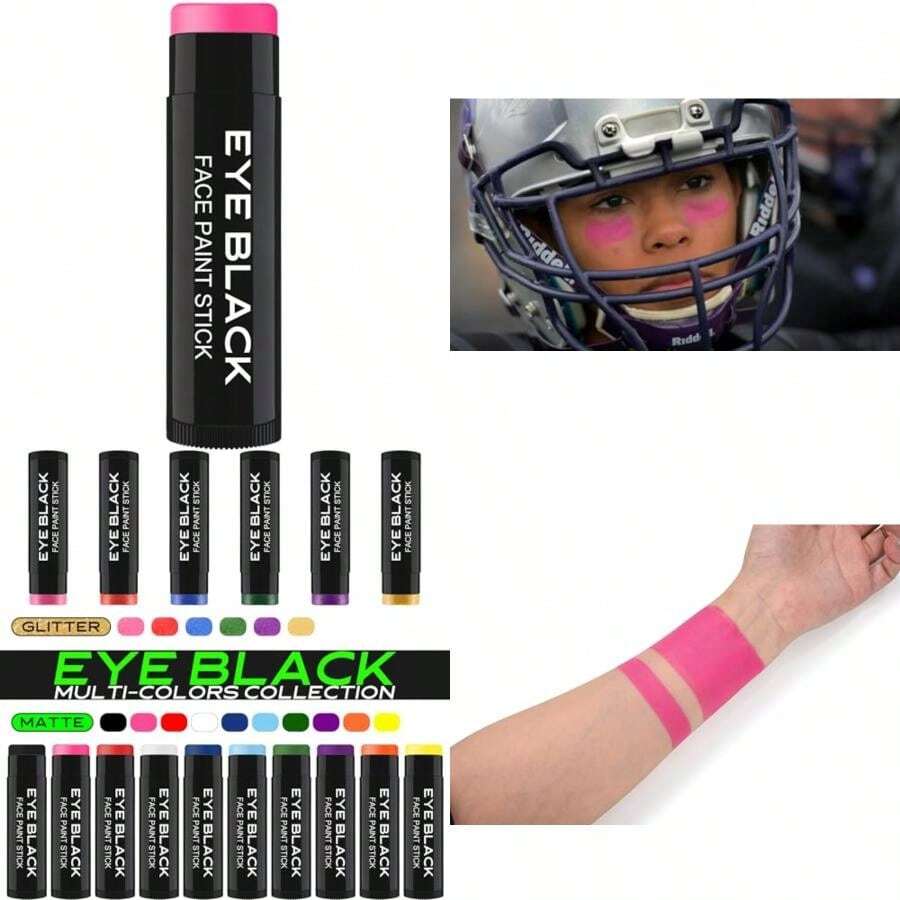 HOT PINK EYE BLACK STICK, Anti-Glare Eyeblack For Baseball Football Softball Lacrosse Hockey, Sweat-Proof Eye Black Grease Paint, Smooth & Long , Rich Full Coverage Color(Default) - Type1 - View 1