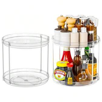1 件旋转托盘多用途厨房香料收纳盒、圆形收纳架、家用旋转展示架