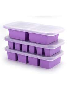Silicone Freezer Mold With Lid, Food Storage Container Box, Extra Large Silicone Ice Cube Tray, Food Preservation Box - Purple - View 12