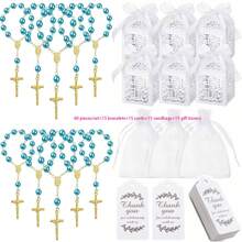 120pcs Baptism Shower Wedding First Communion Decoration Kit, Includes 30pcs Mini Beads, 30pcs Cross-Shaped Small Boxes, 30pcs Organizational Gift Bags, 30pcs Thank You Kraft Paper Labels, Made Of Plastic, For Wedding, Shower, Baptism, First Communion, Spring, Summer, Fall, Winter - 彩色 - 查看 30