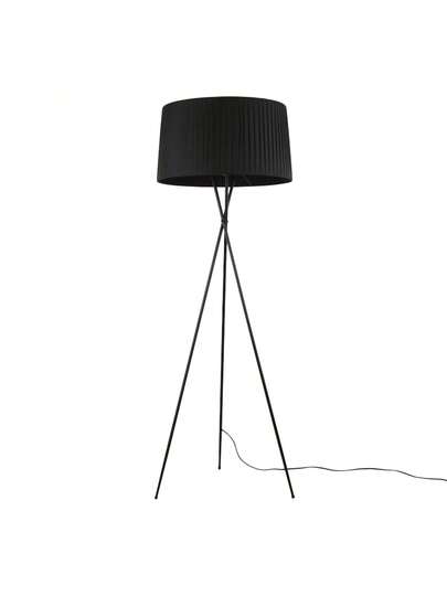 Alpinaluz London Tripod Vloer Lamp Moderne Nordic 60cm Round Zwart Textile Shade, E27, Height 168cm