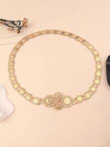 1pc Small Size Hexagon Napoleon Portrait Metal Waist Belt, Middle Eastern Bride Wedding Party Holiday Wear Waist Chain