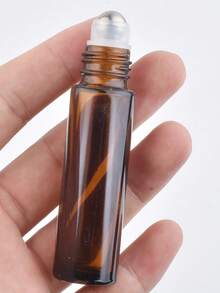 1/3/10pcs Essential Oil Roller Bottles 10ml, Amber Glass Empty Bottles With Stainless Steel Roller Balls , Roller Balls For Essential Oils - Brown - View 5