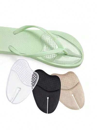 2pcs Soft Gel Sandal Toe Pads, Comfortable Forefoot Grip Pads For Men & Women, Suitable For Flip Flops