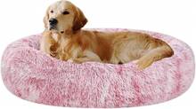 Oval Calming Donut Cuddler Dog Bed, Shag Faux Fur Washable Round Pillow Pet Bed For Small Medium Dogs (XXL(43"X34"X8"), Light Brown), Popular In 2025 - 紅色 - 查看 7