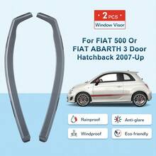 Wind Deflectors FOR FIAT 500 Or Fiat ABARTH 3-Doors 2007-On 2pc Tinted + Clips - por defecto - Ver 6