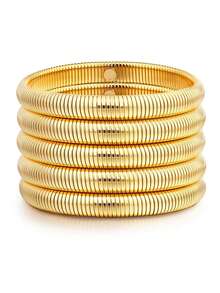 2 件金色/银色手镯，女士粗款弹力合金手镯，灵活宽腕带手镯，2 件套，适合送给家人和朋友的珠宝礼物、母亲节礼物、教师礼物 - 2PCS - 查看 8