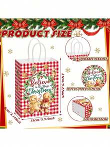 48/24/12 Peças Sacos de Presente de Biscoito de Gengibre de Natal - Sacos de Papel para Guloseimas de Natal com Alças, para Decoração de Festa de Natal e Suprimentos de Férias, Festa de Aniversário, Casamento, Presentes de Natal, Decorações de Natal, Festa de Aniversário, Presentes de Ano Novo, Cores e Estilos Aleatórios Natal Decorações de Natal Pijamas de Natal Presentes de Natal Decoração de Natal - Multicolorido - Visão 6
