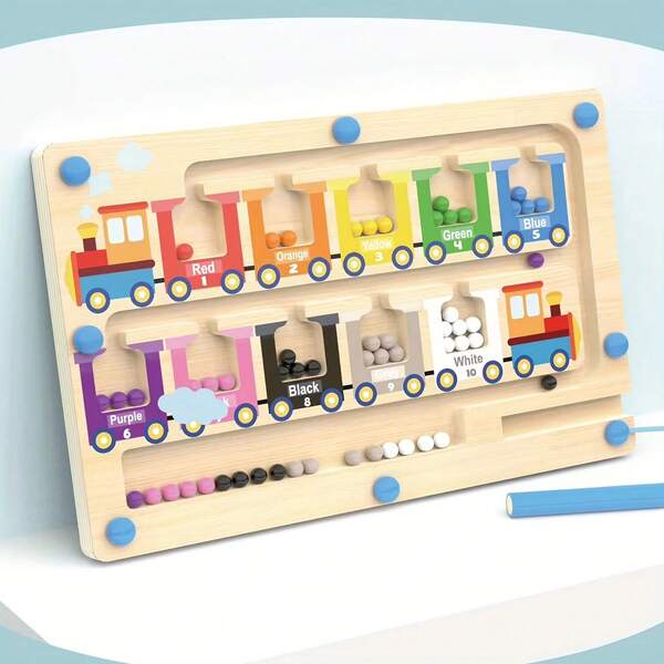 Wooden Train Magnetic Color And Number Maze, Train Magnetic Maze Puzzles Toys, Activities Counting Color Sorting Fine Motor Skills Learning Toys For Boys And Girls' Birthdays Homecoming Season Christmas Gifts