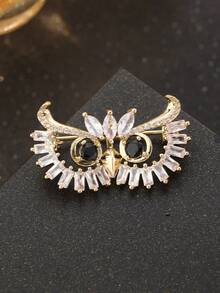 1 Stück Kupfer Eule Brosche mit funkelnden kubischen Zirkoniasteinen, geeignet für den täglichen Gebrauch, Geschenk für die Freundin, Halloween, Weihnachtsschmuck