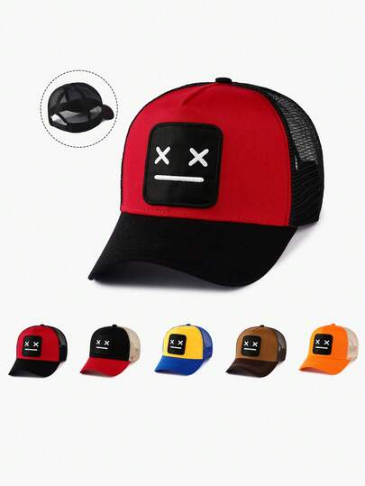 1pc Unisex Embroidered Animal, Mountain, Letter & Geometric Pattern Sports Baseball Cap, Breathable Mesh Trucker Hat For Outdoor, Hiking, Fishing