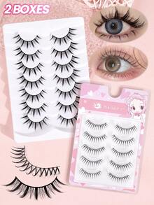 MAGEFY 5/10/12 paia di ciglia naturali, sensibili all'aria, ciglia corte, ciglia finte dall'aspetto naturale, 48 pezzi di ciglia inferiori opzionali, ciglia sfilacciate, ciglia finte da 11 mm, ciglia piccole, radici trasparenti, ciglia dall'energia spirituale, sincronizzate per l'acquisto e l'uso