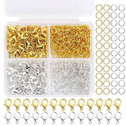 SMI Fine 300Pcs Jewelry Making Kit Durable Lobster Clasps & Jump Rings With Storage Box For DIY Chain Necklace Bracelet Supplies Connect