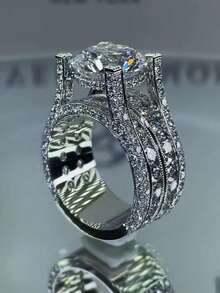 1 pieza Anillo de lujo con circonita cúbica para mujer para boda, compromiso, fiesta, joyería, regalo del Día de San Valentín