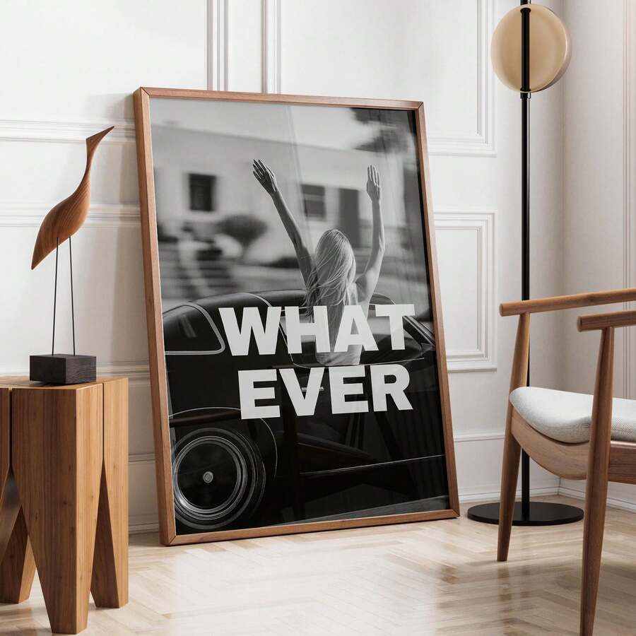 1幅Y2K时尚帆布墙画黑白印刷海报，时尚酷炫少女美学装饰，适用于客厅、公寓、青少年房间、宿舍，送给她的礼物，可选无框或有框。 - 彩色 - 查看 1