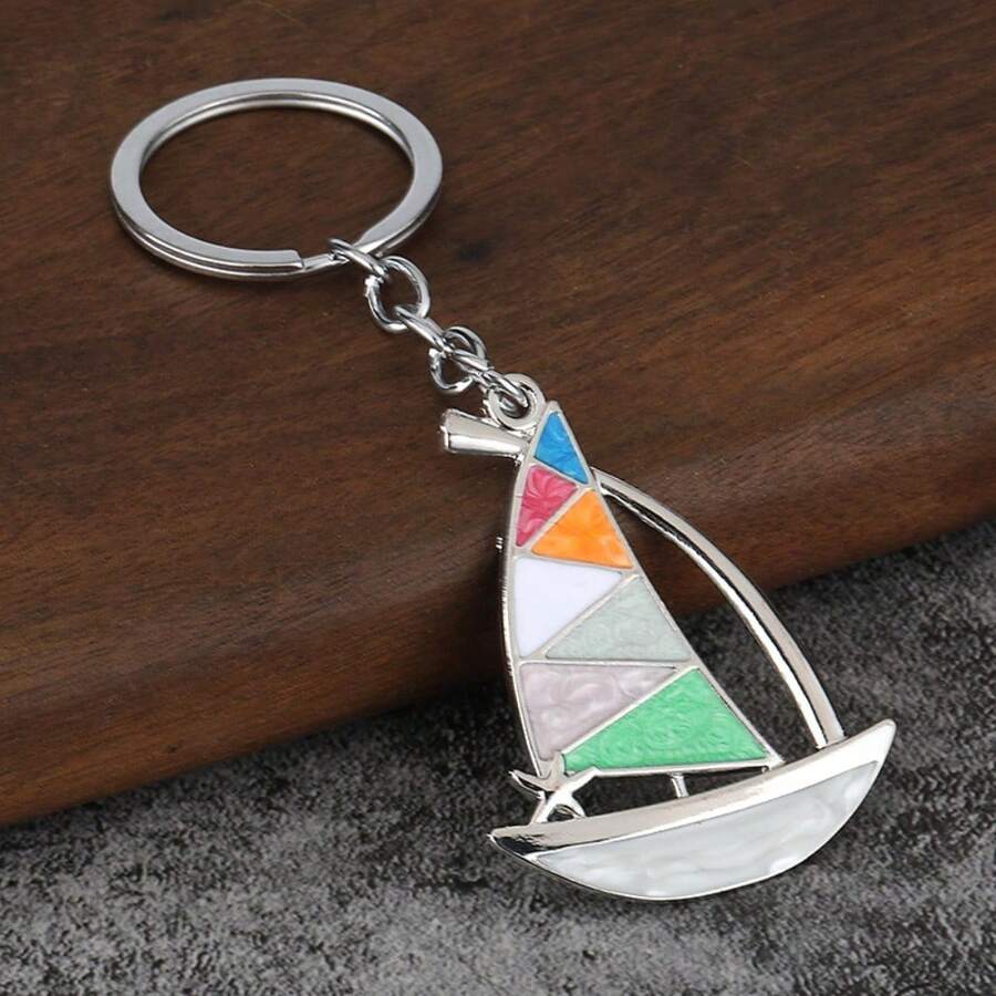 Color Drip Oil Sailing Keychain, Sailing Sports Beach Key Pendant ...
