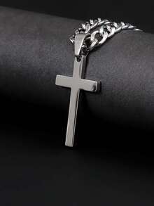 Men's Stainless Steel Cross Pendant Necklace - Minimalist Everyday & Formal Chain, Gift For Dad, Husband, Boyfriend - Birthday, Father's Day, Anniversary - Suitable For All Seasons, Hip-Hop Style Accessory, Polished Finish